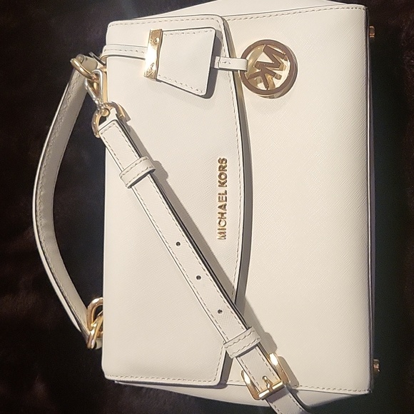 Michael Kors Extra-Small Saffiano Leather Crossbody White - Picture 1 of 9